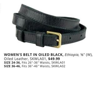 NWT Sseko Designs Belt in Oiled Black Leather